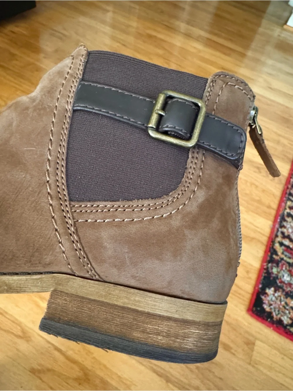 Franco Sarto Ketty Chelsea Brown Suede Leather Ankle Boots Back Zip Women 11M